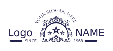 event planner logo stars in ornamental crescent