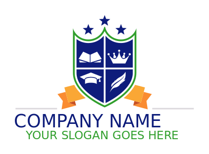 private school logo stars book cap quilt feather