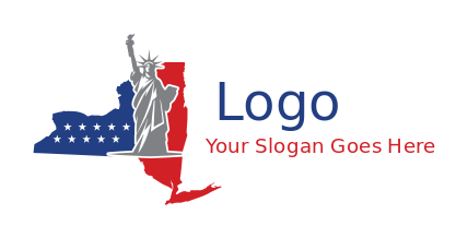 Statue of Liberty in New York outline US flag