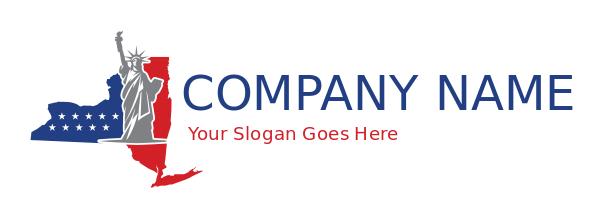 Statue of Liberty in New York outline US flag