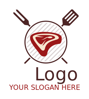 steakhouse logo meat in circle spatula and fork