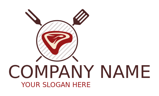 steakhouse logo meat in circle spatula and fork