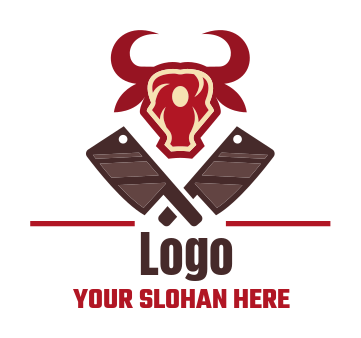 restaurant logo steak bullhead shape with knives