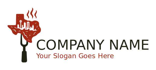 steak in shape of Texas map BBQ fork 