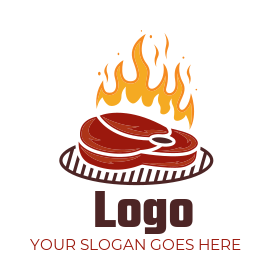 steak on a grill with fire | Logo Template by LogoDesign.net