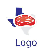 steakhouse logo of beef steak in Texas map