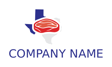 steakhouse logo of beef steak in Texas map