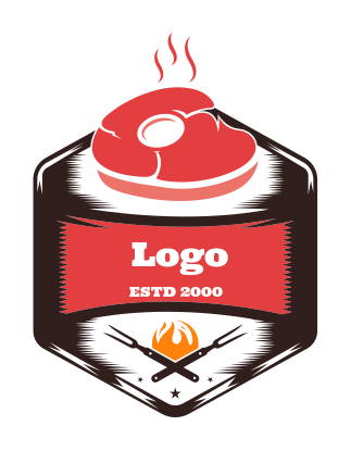 steaming bacon or meat badge 