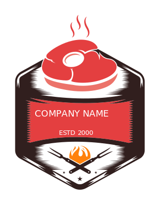 steakhouse logo online steaming meat badge