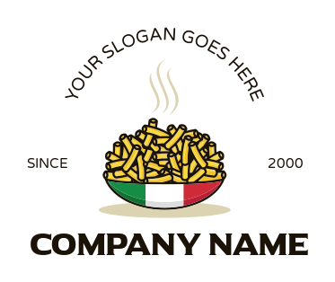 Italian restaurant logo steaming pasta in bowl