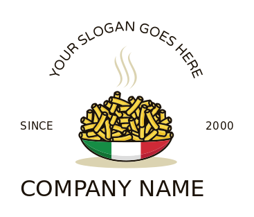 Italian restaurant logo steaming pasta in bowl