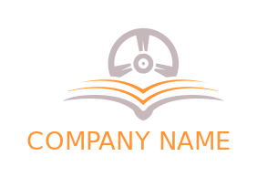education logo steering wheel and open book