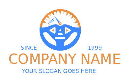 driving school logo steering wheel speedometer