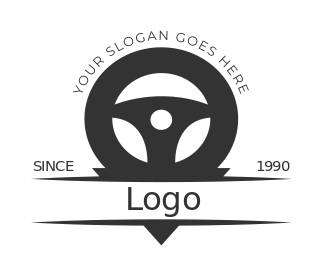 auto shop logo steering wheel silhouette