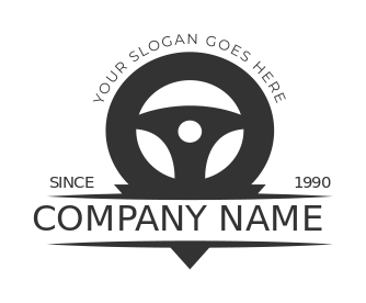 auto shop logo steering wheel silhouette