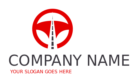 driving school logo steering wheel road track