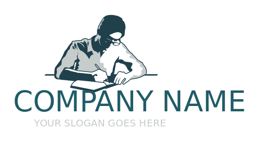 education logo stencil writer with notebook