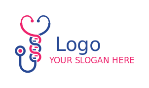 design a medical logo stethoscope and DNA forming heart shape