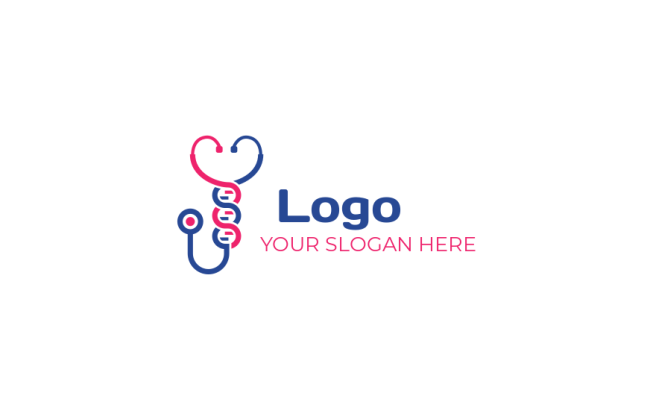 design a medical logo stethoscope and DNA forming heart shape