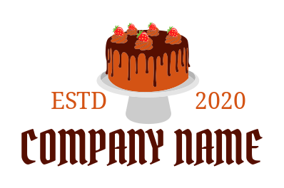 baker logo icon strawberries on cake on stand