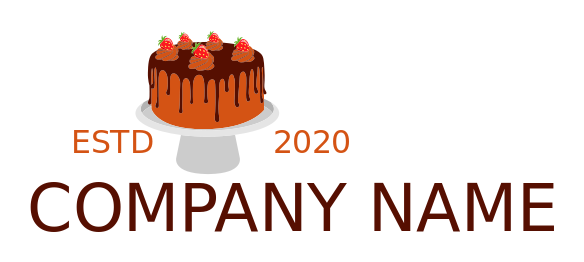 baker logo icon strawberries on cake on stand