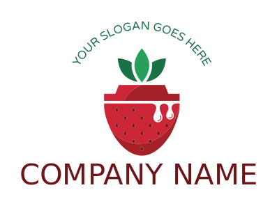 restaurant logo strawberry and leaves dripping