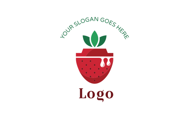 restaurant logo strawberry and leaves dripping