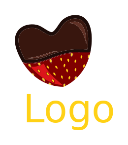 food logo strawberry in heart with chocolate