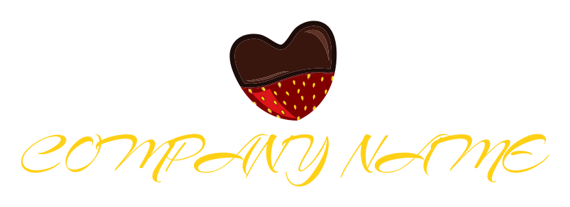 food logo strawberry in heart with chocolate