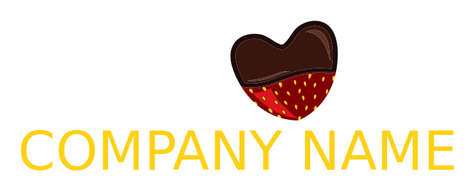 food logo strawberry in heart with chocolate