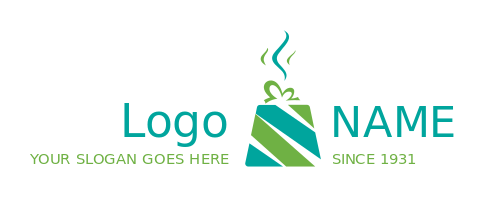gift shop logo stripes box with ribbons