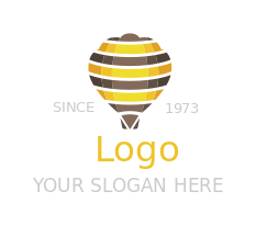 travel logo template stripy hot air balloon