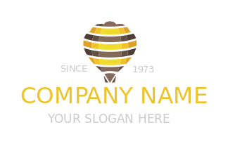 travel logo template stripy hot air balloon