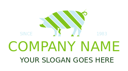cattle farm logo online stripy pig side profile