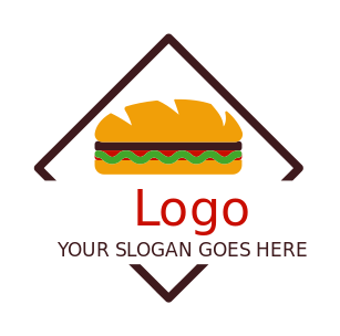 fast food restaurant logo sub sandwich in rhombus
