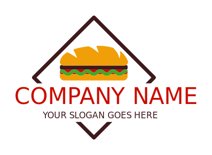 fast food restaurant logo sub sandwich in rhombus