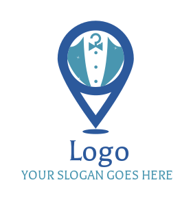 laundry shop logo suit inside location pin