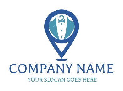 laundry shop logo suit inside location pin