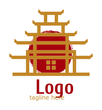 religious logo torii gate monastery and windows