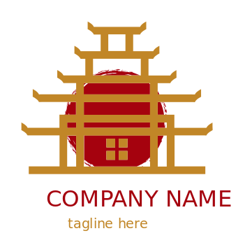 religious logo torii gate monastery and windows