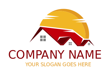 real estate logo sun on gable roof house
