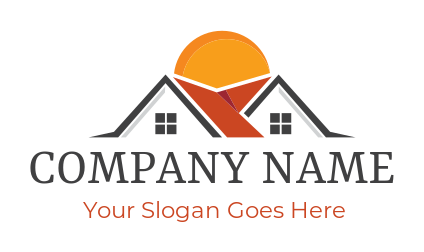 real estate logo sun on gable roof with window