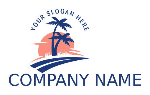 travel logo driveway with sun and palm trees