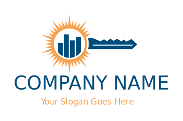 sun rise with key with finance bars