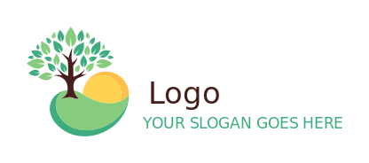 make a travel logo sun tree and garden with sun