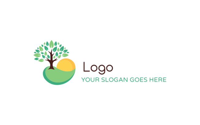 travel logo maker sun tree and garden with sun - logodesign.net