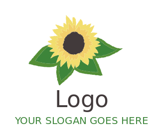 create an agriculture logo sunflower with leaves