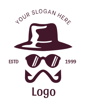 fashion logo hook moustache man hat sunglasses