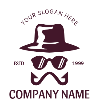 fashion logo hook moustache man hat sunglasses