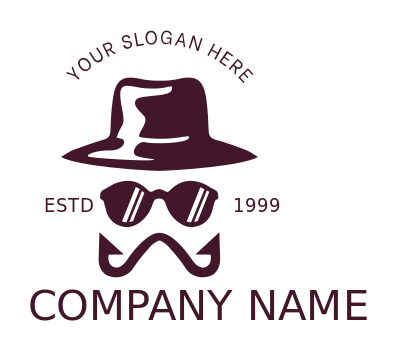 fashion logo hook moustache man hat sunglasses